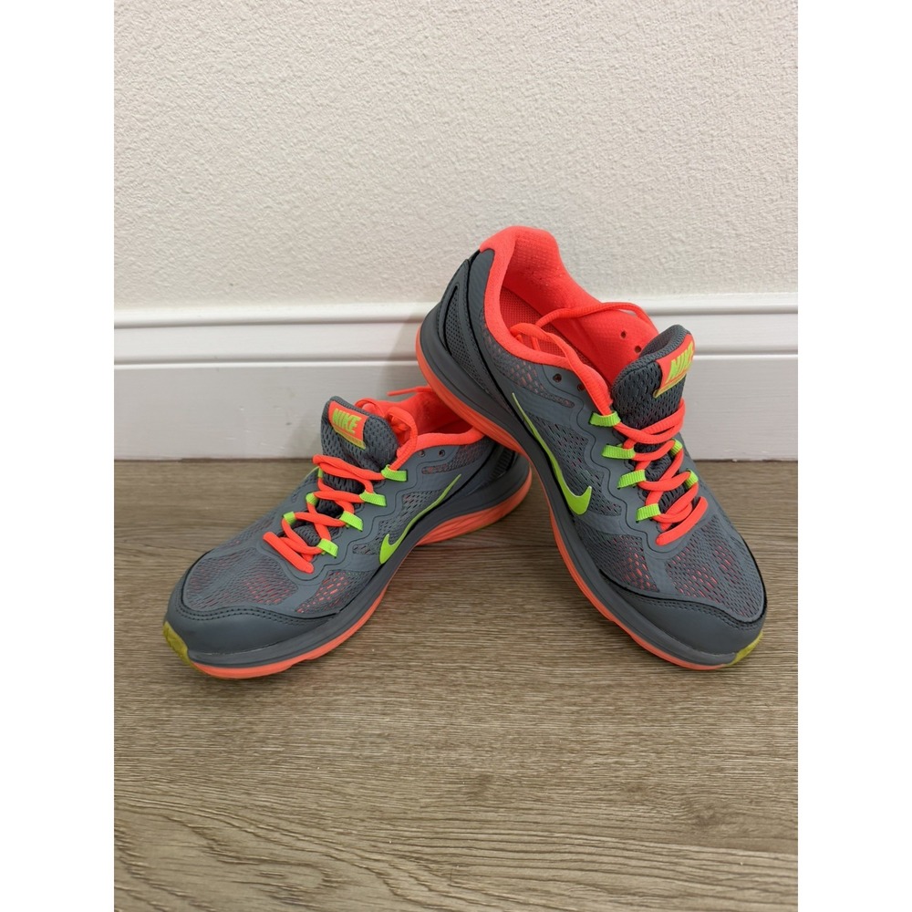 Nike Women's Dual Fusion Run 3 Gray/Coral/Green Running Shoes Sneakers Size 7